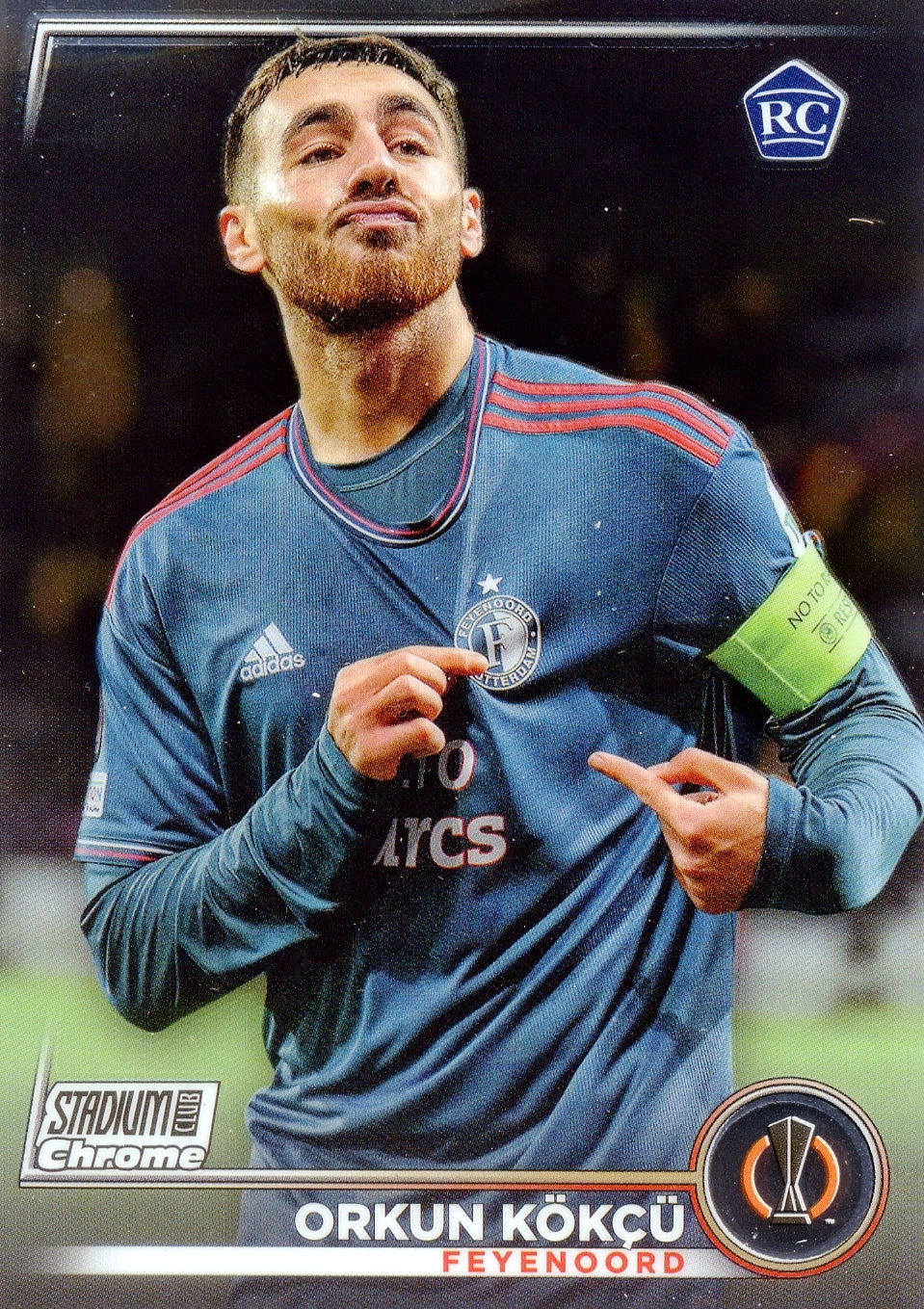 Cromo Trading Card Fútbol-Orkun Kökçü-Feyenoord-Topps Stadium Club Uefa Chrome 2022-2023-#093-Básico Parallel