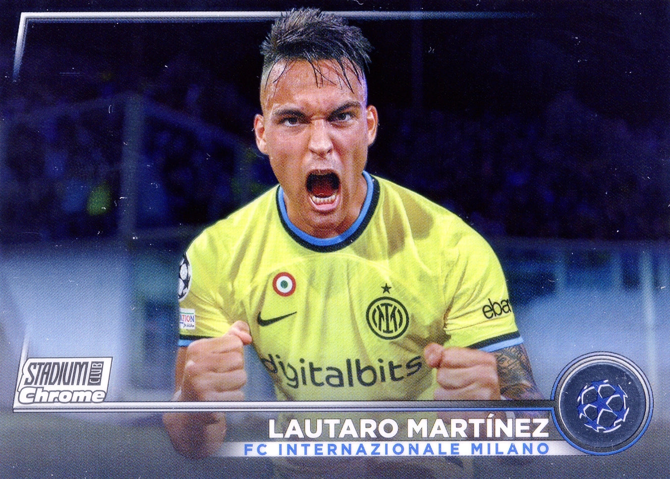 Cromo Trading Card Fútbol-Lautaro Martínez-FC Internazionale Milano-Topps Stadium Club Uefa Chrome 2022-2024-#100-Básico Parallel