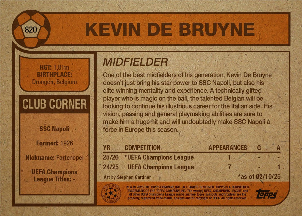 Topps Living Set - 2025 - Kevin de Bruyne - Napoles - Card #820