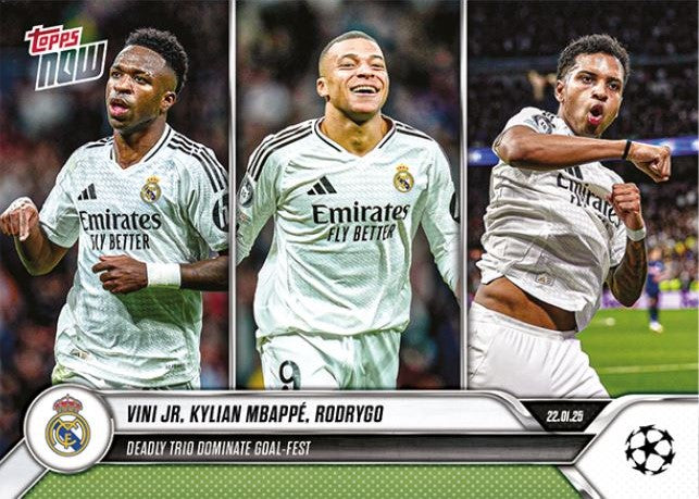 Vinicius / Kylian Mbappe / Rodrygo - 2025 - Topps Now UCL - UCL - Real Madrid - #083 - World Trading Cards
