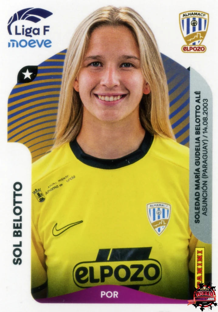 Cromo Trading Card Fútbol-Sol Belotto-Alhama CF. El Pozo-Panini Liga F Moeve 2025-2026-5-Basico