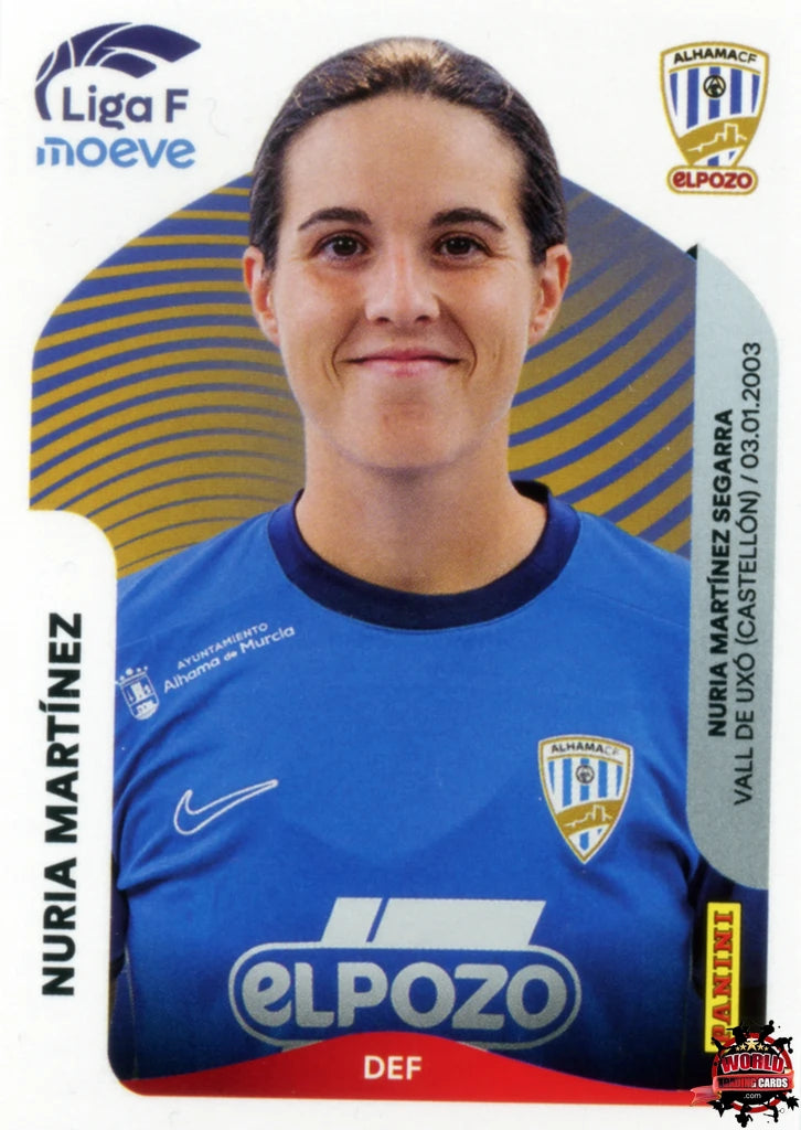 Cromo Trading Card Fútbol-Nuria Martínez-Alhama CF. El Pozo-Panini Liga F Moeve 2025-2026-10-Basico