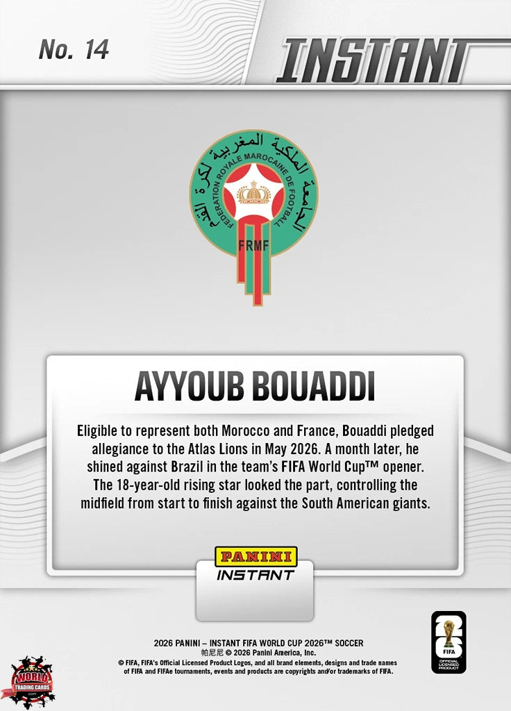 PIWC014 | Panini | FIFA World Cup | 2026 | PANINI INSTANT | Ayyoub Bouaddi | Base | Exclusive USA | Limited Editions | PREORDEN