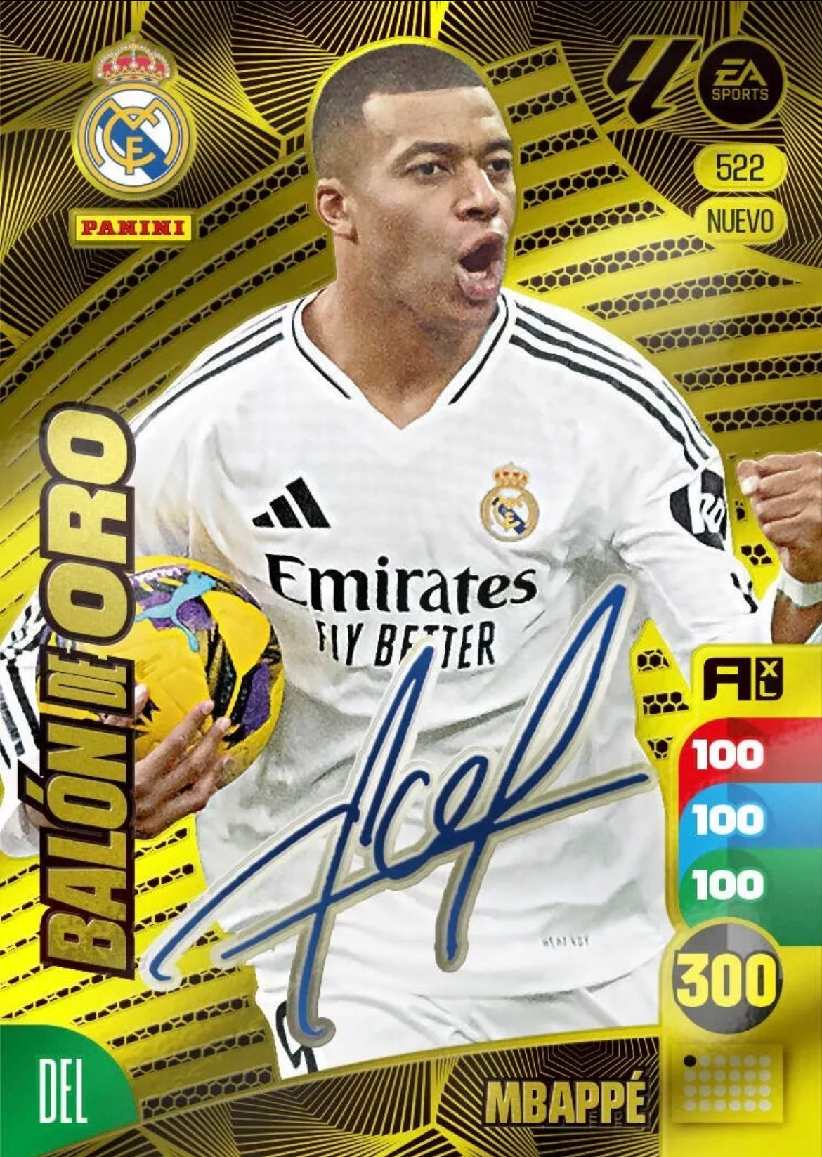 Mbappe - Panini Adrenalyn XL La Liga 2024/2025 - #522 - Real Madrid - Balón de Oro Firmado