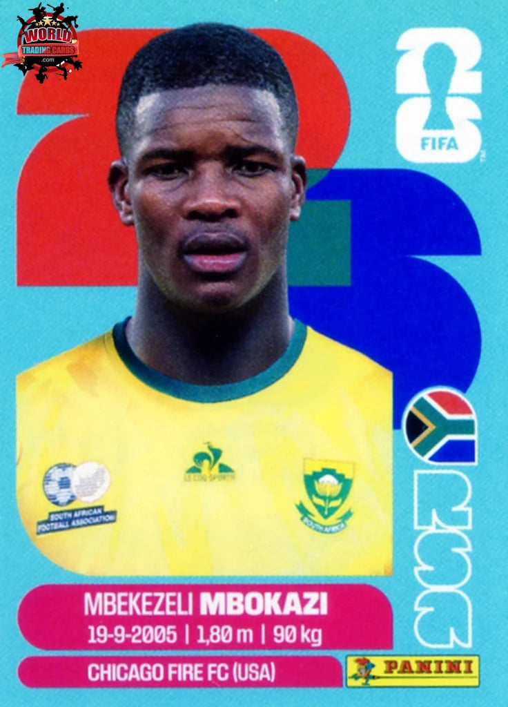 #RSA006 | Panini | Fifa World Cup Stickers | 2026 | Mbekezeli Mbokazi | South Africa | Base