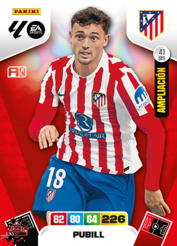 #041 Bis | Adrenalyn XL | La Liga | 2025-2026 | Pubill  | Atletico de Madrid | Ampliacion