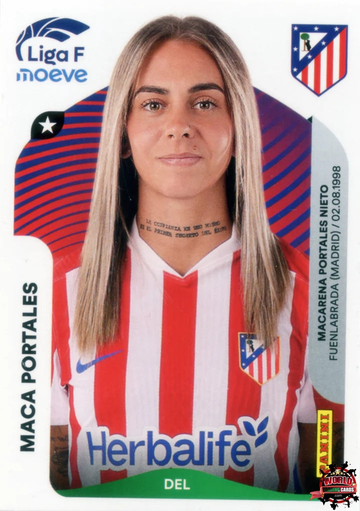 Cromo Trading Card Fútbol-Maca Portales-Atlético de Madrid-Panini Liga F Moeve 2025-2026-56-Basico