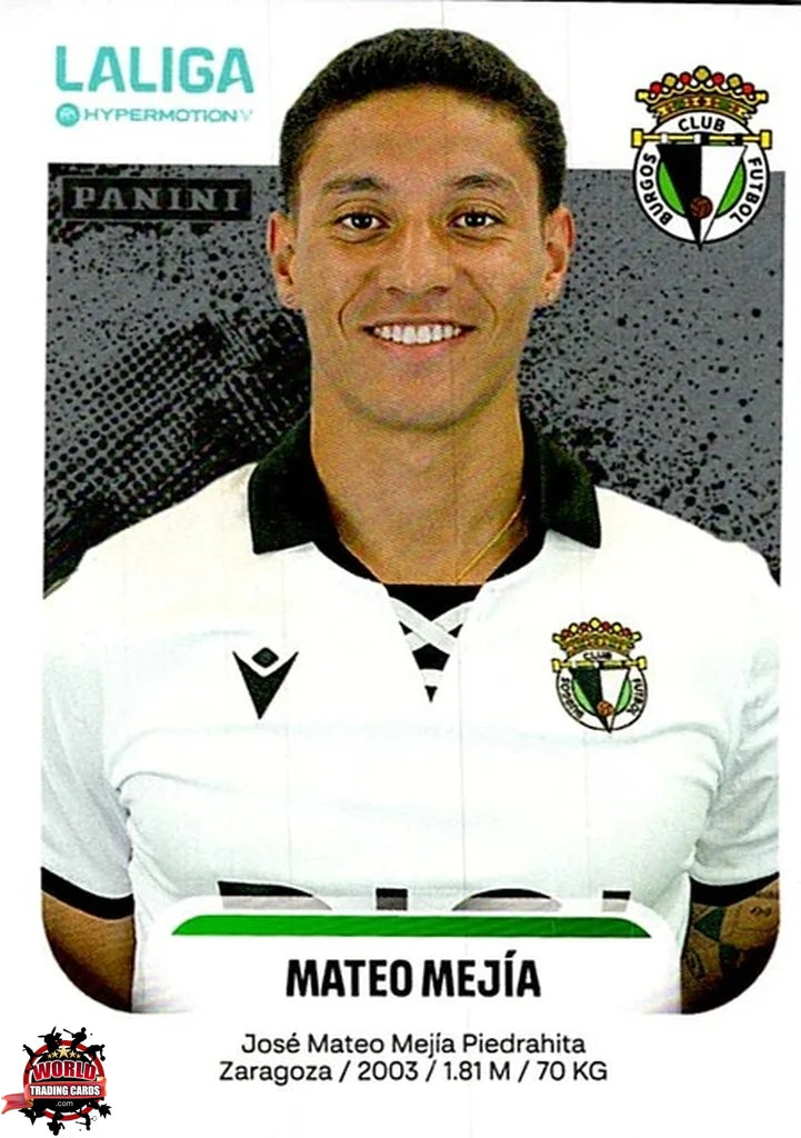 Cromo Trading Card Fútbol-Mateo Mejía-Burgos CF-Panini La Liga HypermotionV 2025-2026-75A-Basico