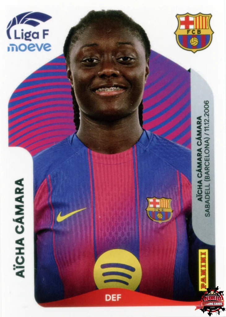 Cromo Trading Card Fútbol-Aïcha Cámara-FC Barcelona-Panini Liga F Moeve 2025-2026-87 B -Basico