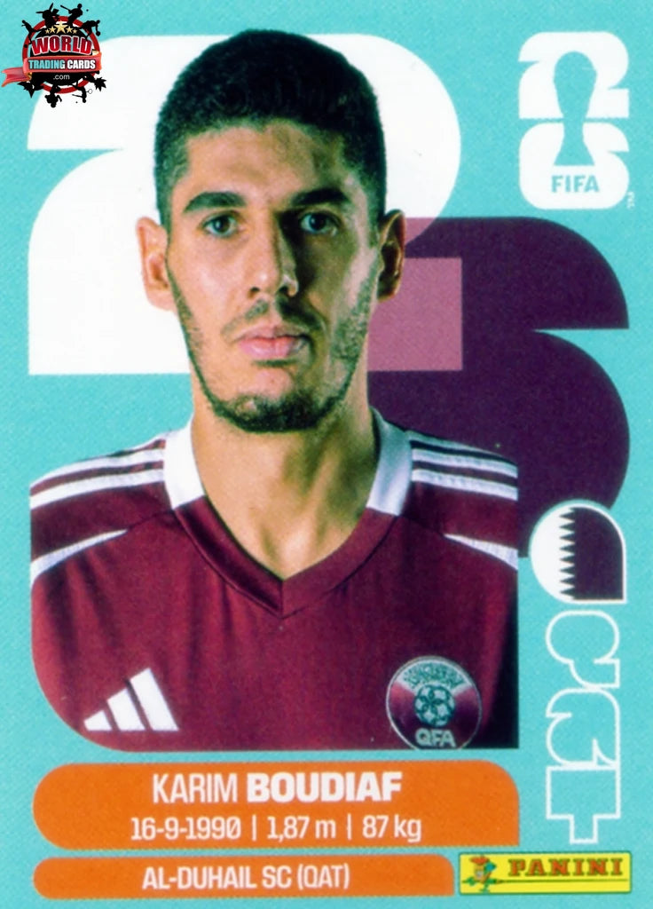 #QAT010 | Panini | Fifa World Cup Stickers | 2026 | Karim Boudiaf | Qatar | Base