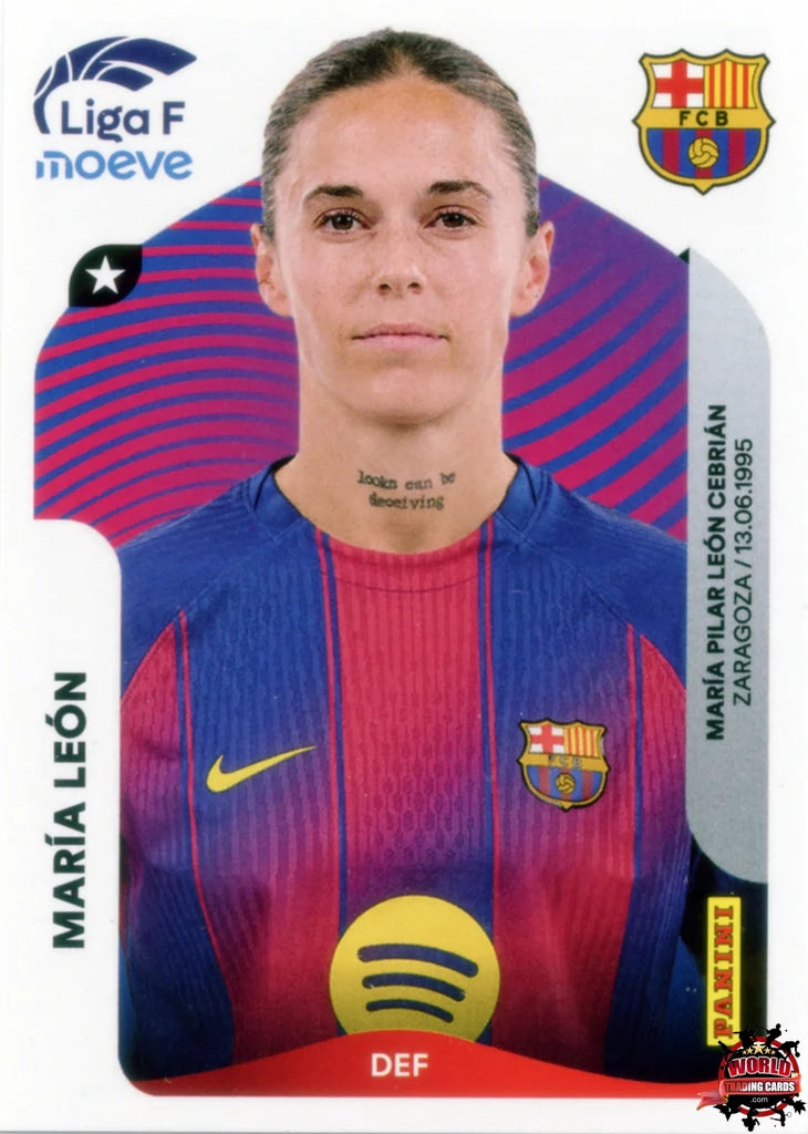 Cromo Trading Card Fútbol-María León-FC Barcelona-Panini Liga F Moeve 2025-2026-90-Basico