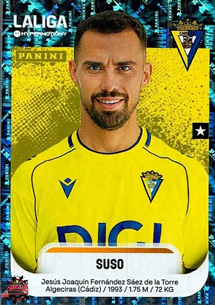 Cromo Trading Card Fútbol-Suso-Cádiz CF-Panini La Liga HypermotionV 2025-2026-91-Brillante