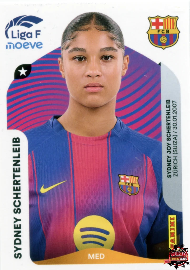 Cromo Trading Card Fútbol-Sydney Schertenleib-FC Barcelona-Panini Liga F Moeve 2025-2026-94 A -Basico