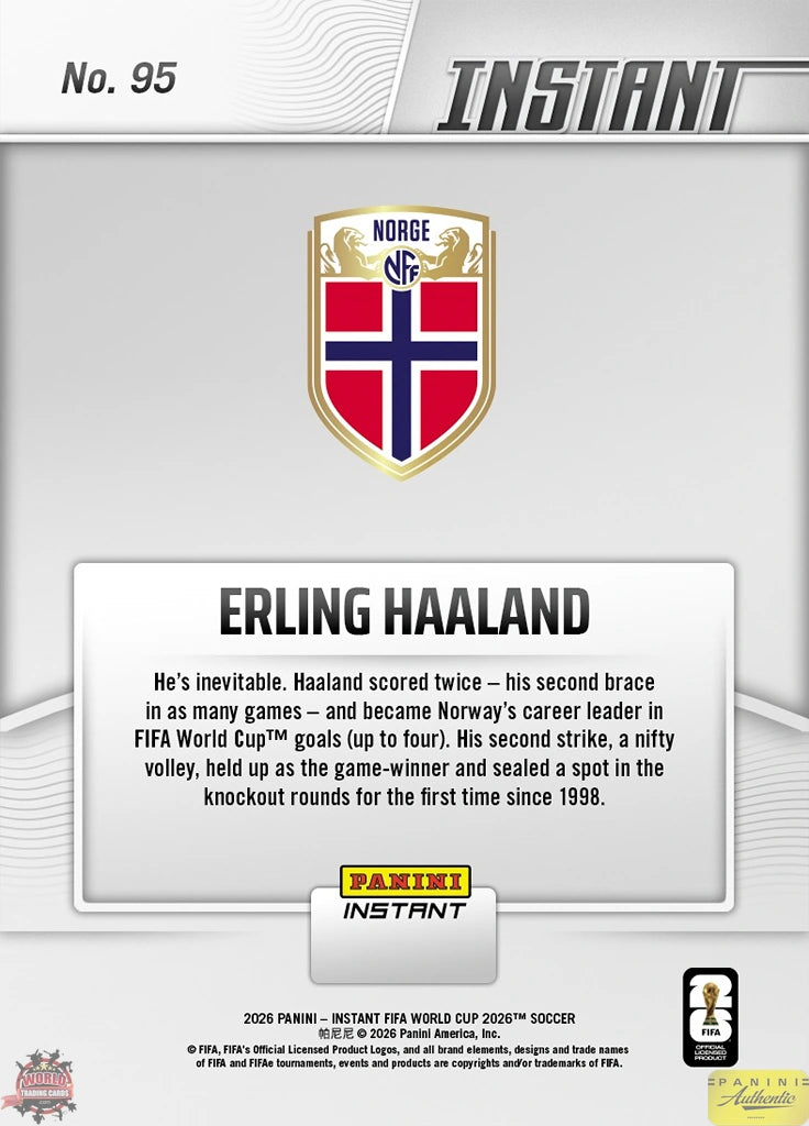 PIWC095 | Panini | FIFA World Cup | 2026 | PANINI INSTANT | Erling Haaland | Base | Exclusive USA | Limited Editions | PREORDEN | ENVÍO 40 días aproximadamente desde la fecha de compra.