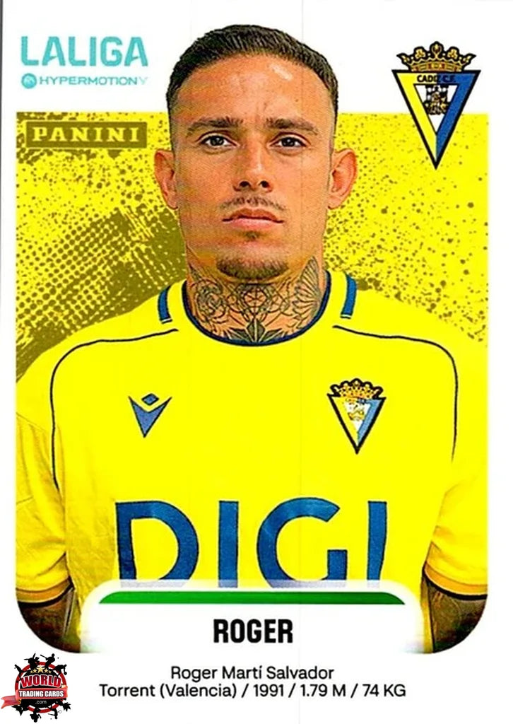 Cromo Trading Card Fútbol-Roger-Cádiz CF-Panini La Liga HypermotionV 2025-2026-96A-Basico