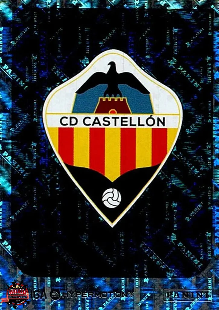 Cromo Trading Card Fútbol-Escudo-CD Castellón-Panini La Liga HypermotionV 2025-2026-97-Brillante