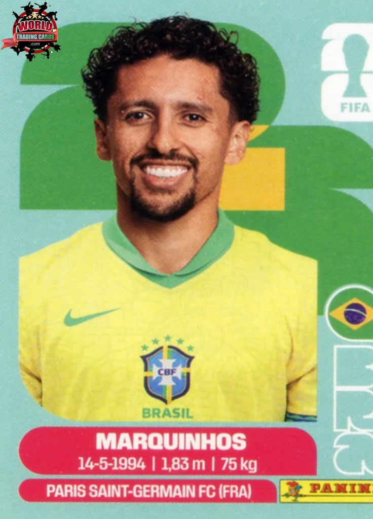 #BRA004 | Panini | Fifa World Cup Stickers | 2026 | Marquinhos | Brazil | Base - International version