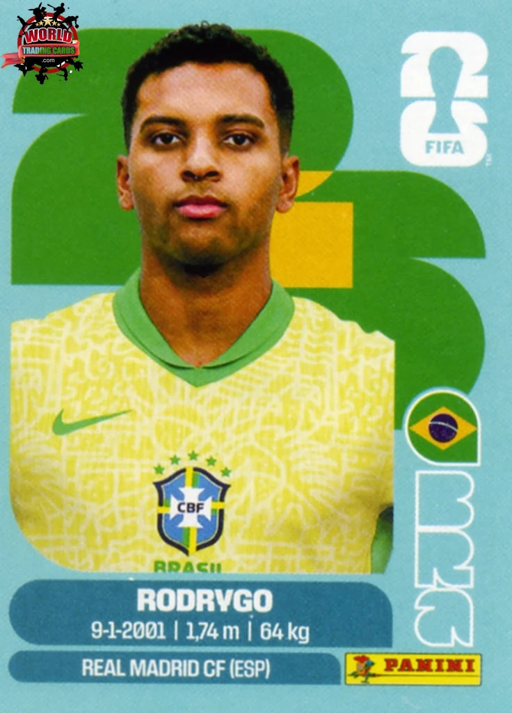 #BRA015 | Panini | Fifa World Cup Stickers | 2026 | Rodrygo | Brazil | Base - International version