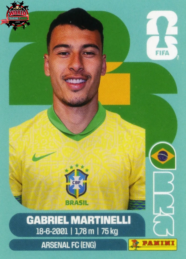 #BRA018 | Panini | Fifa World Cup Stickers | 2026 | Gabriel Martinelli | Brazil | Base - International version