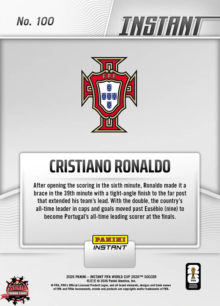 PIWC100| Panini | FIFA World Cup | 2026 | PANINI INSTANT | Cristiano Ronaldo | Base | Exclusive USA | Limited Editions | PREORDEN | ENVÍO 40 días aproximadamente desde la fecha de compra.
