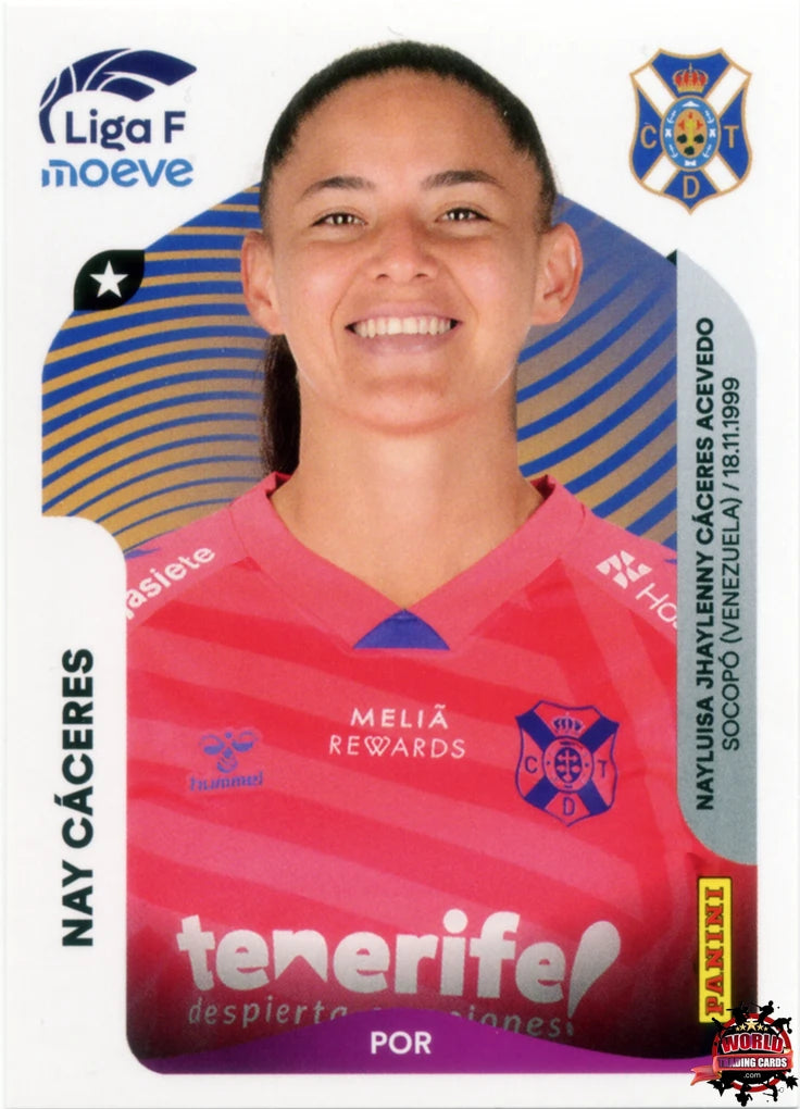 Cromo Trading Card Fútbol-Nay Cáceres-Costa Adeje Tenerife-Panini Liga F Moeve 2025-2026-105-Basico