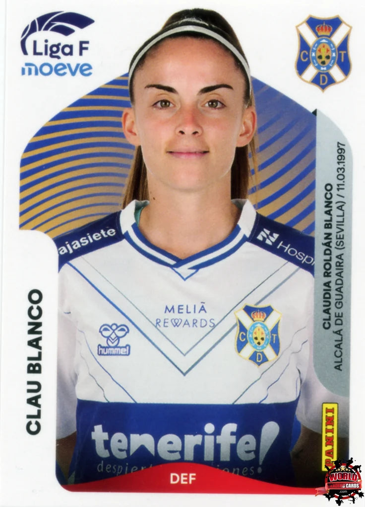 Cromo Trading Card Fútbol-Clau Blanco-Costa Adeje Tenerife-Panini Liga F Moeve 2025-2026-106 A -Basico