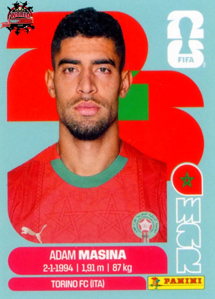 #MAR009 | Panini | Fifa World Cup Stickers | 2026 | Adam Masina | Morocco | Base - International version