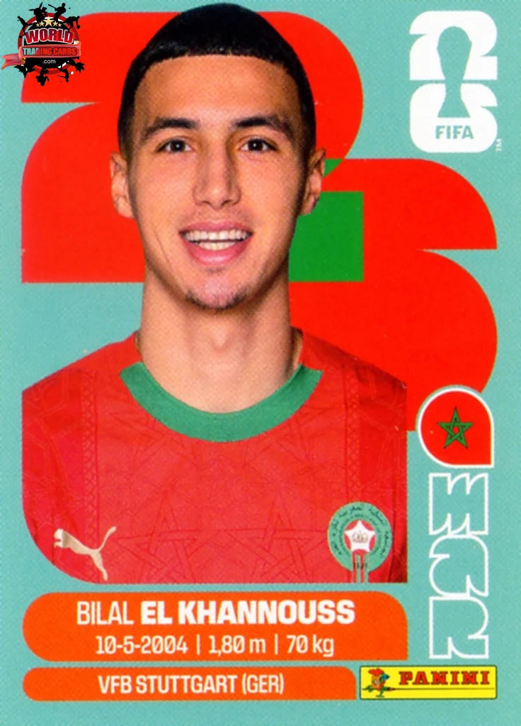#MAR014 | Panini | Fifa World Cup Stickers | 2026 | Bilal El Khannouss | Morocco | Base - International version
