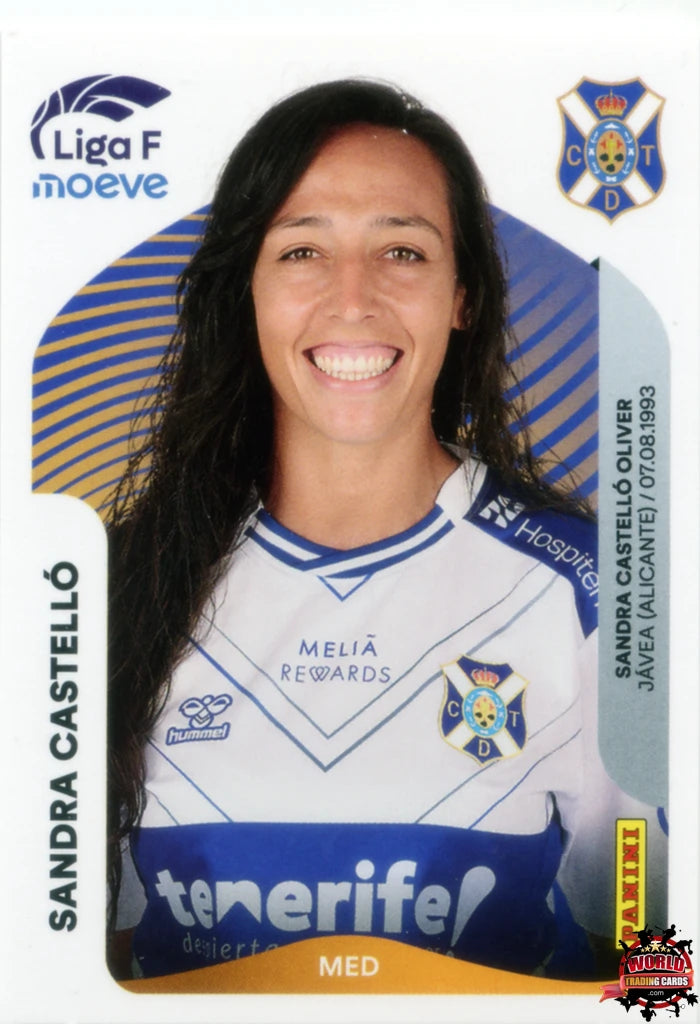Cromo Trading Card Fútbol-Sandra Castelló-Costa Adeje Tenerife-Panini Liga F Moeve 2025-2026-114 A -Basico