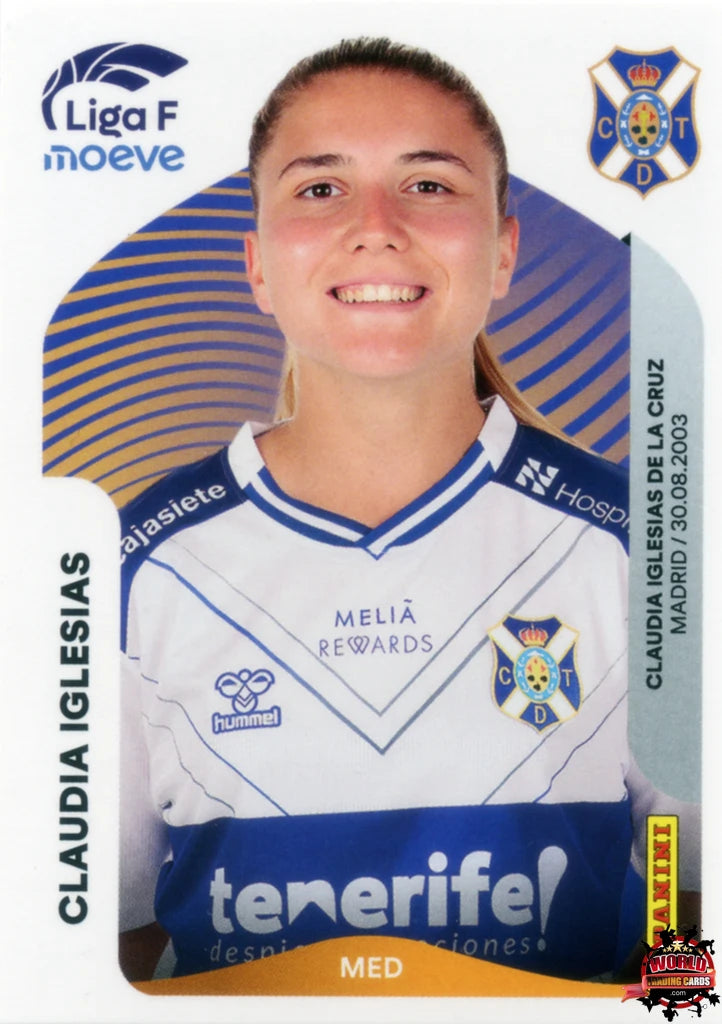 Cromo Trading Card Fútbol-Claudia Iglesias-Costa Adeje Tenerife-Panini Liga F Moeve 2025-2026-114 B -Basico