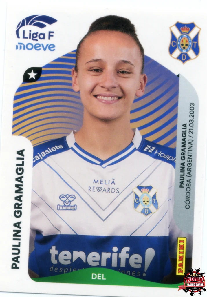 Cromo Trading Card Fútbol-Paulina Gramaglia-Costa Adeje Tenerife-Panini Liga F Moeve 2025-2026-121 B -Basico