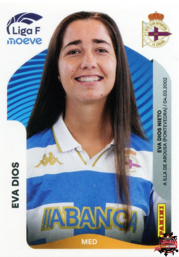 Cromo Trading Card Fútbol-Eva Dios-Deportivo Abanca-Panini Liga F Moeve 2025-2026-134 B -Basico