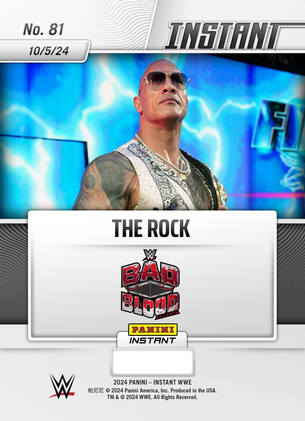 The Rock - 2024 - Panini Instant WWE - Bad Blood - #081 - World Trading Cards - WWE Card - RAW Card