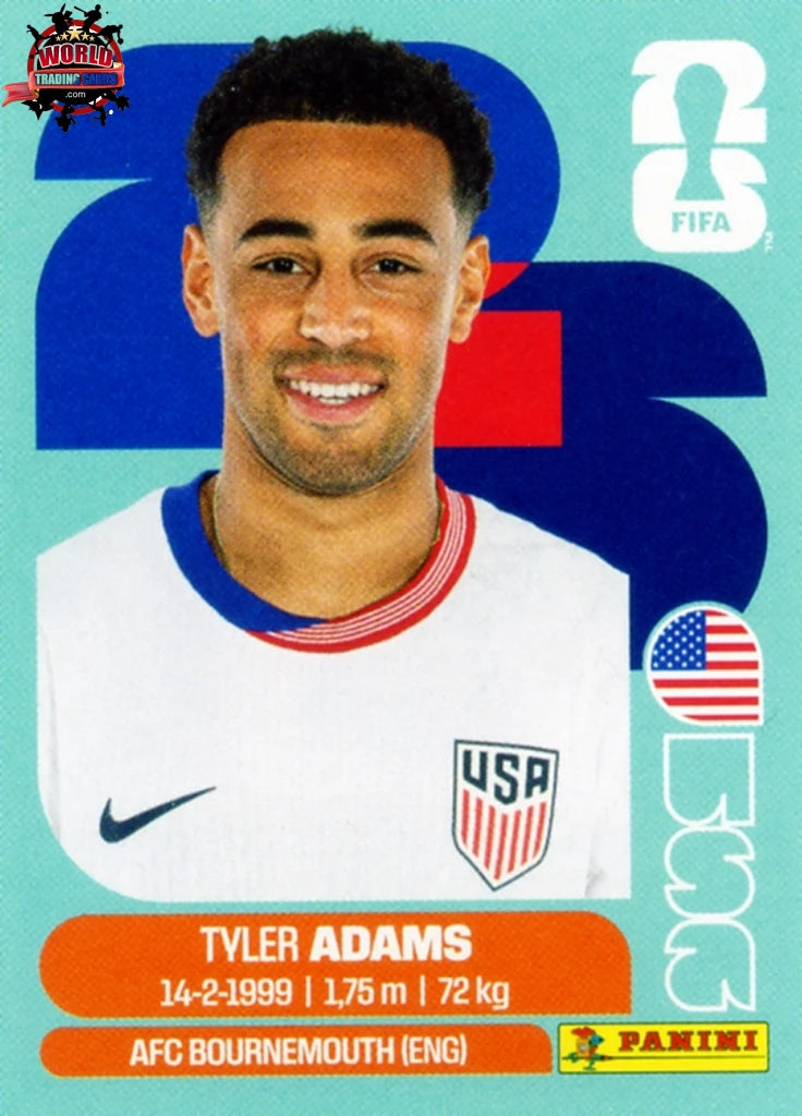 #USA008 | Panini | Fifa World Cup Stickers | 2026 | Tyler Adams | USA | Base - International version