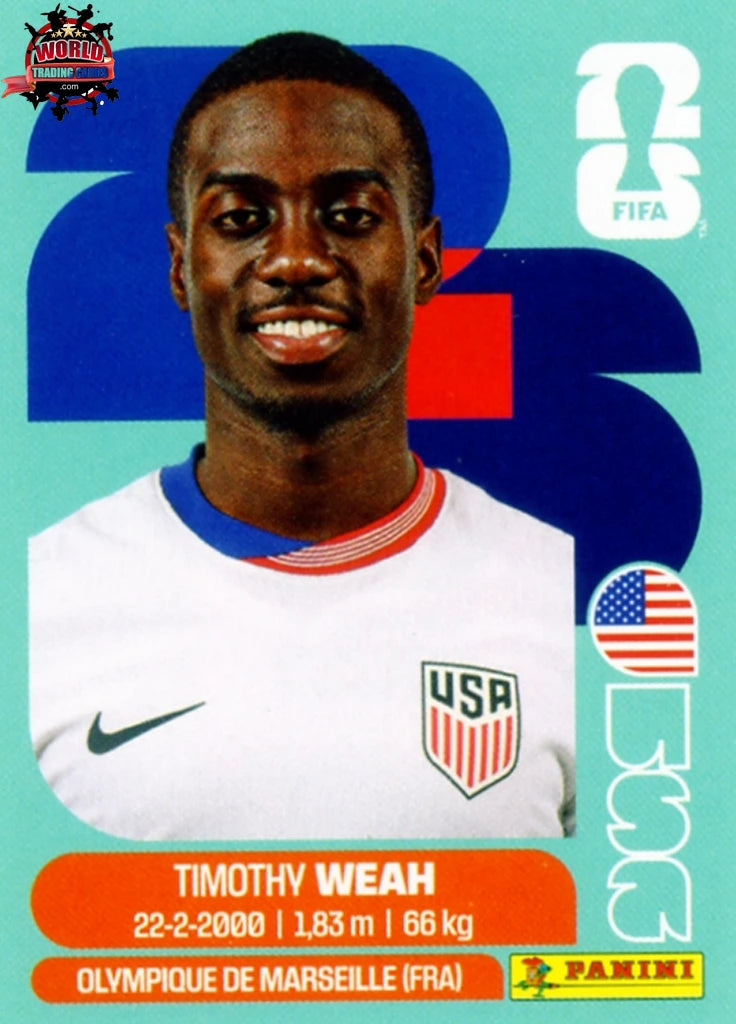 #USA012 | Panini | Fifa World Cup Stickers | 2026 | Timothy Weah | USA | Base - International version