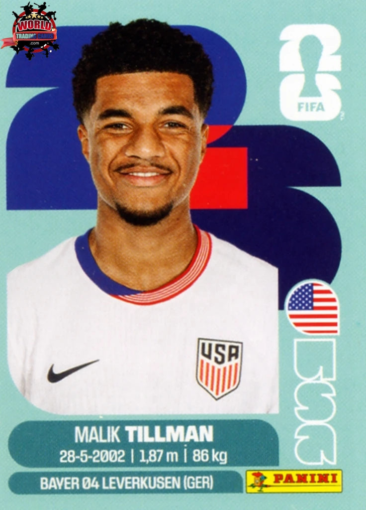 #USA015 | Panini | Fifa World Cup Stickers | 2026 | Malim Tillman | USA | Base - International version