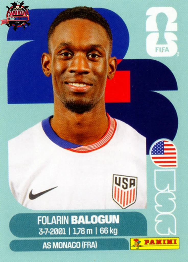 #USA020 | Panini | Fifa World Cup Stickers | 2026 | Folarin Balogun | USA | Base - International version