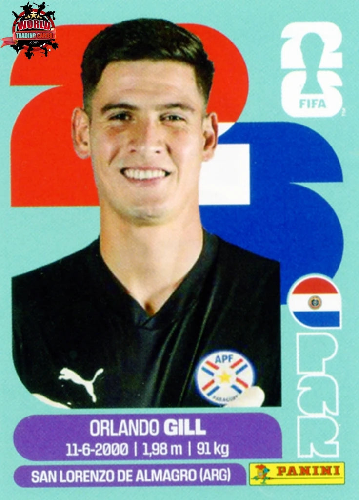 #PAR003 | Panini | Fifa World Cup Stickers | 2026 | Orlando Gill | Paraguay | Base - International version