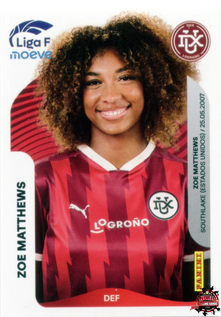 Cromo Trading Card Fútbol-Zoe Matthews-DUX Logroño-Panini Liga F Moeve 2025-2026-150-Basico