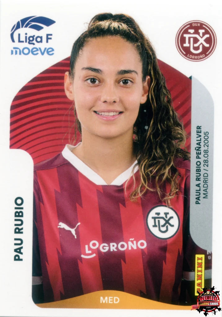 Cromo Trading Card Fútbol-Pau Rubio-DUX Logroño-Panini Liga F Moeve 2025-2026-155 A -Basico