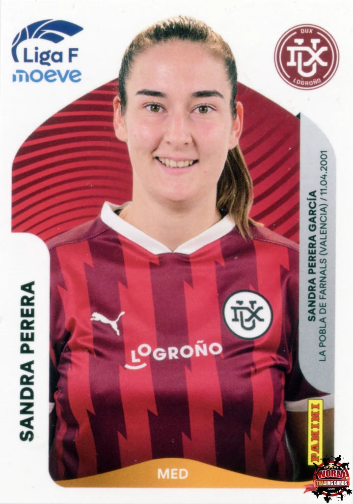 Cromo Trading Card Fútbol-Sandra Perera-DUX Logroño-Panini Liga F Moeve 2025-2026-155 B -Basico