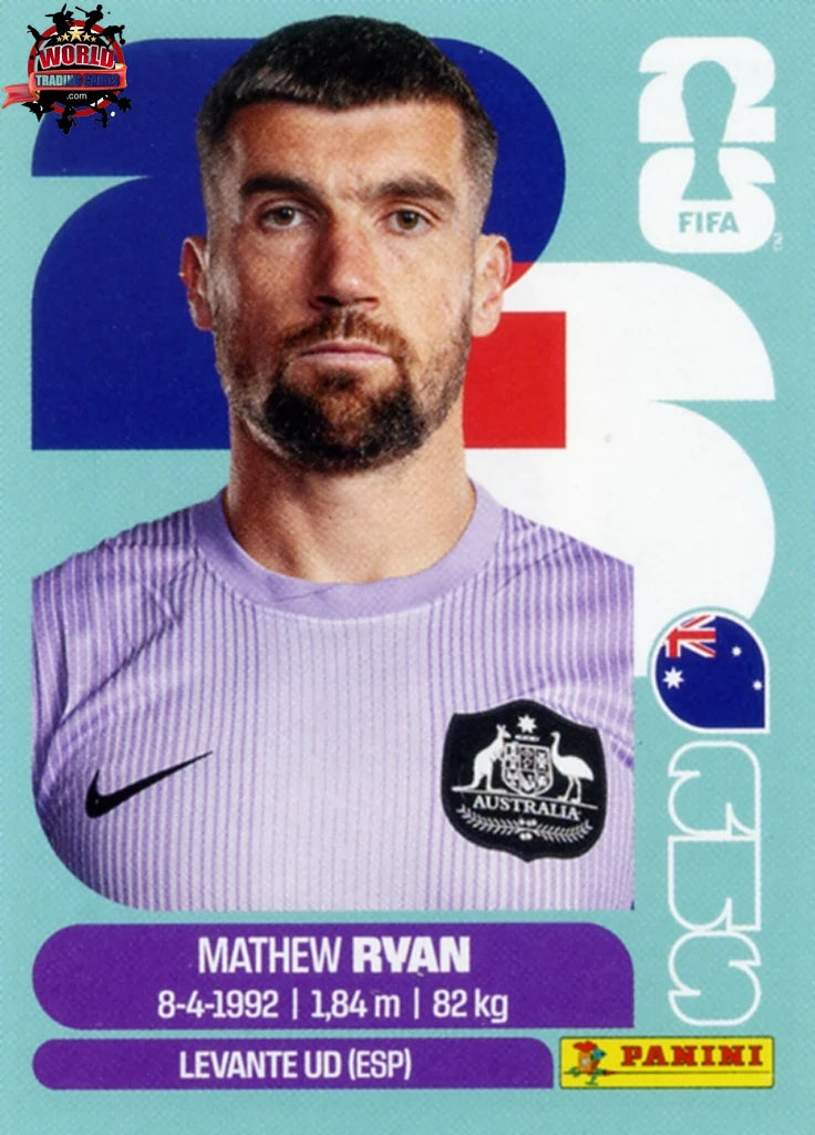 #AUS002 | Panini | Fifa World Cup Stickers | 2026 | Mathew Ryan | Australia | Base - International version