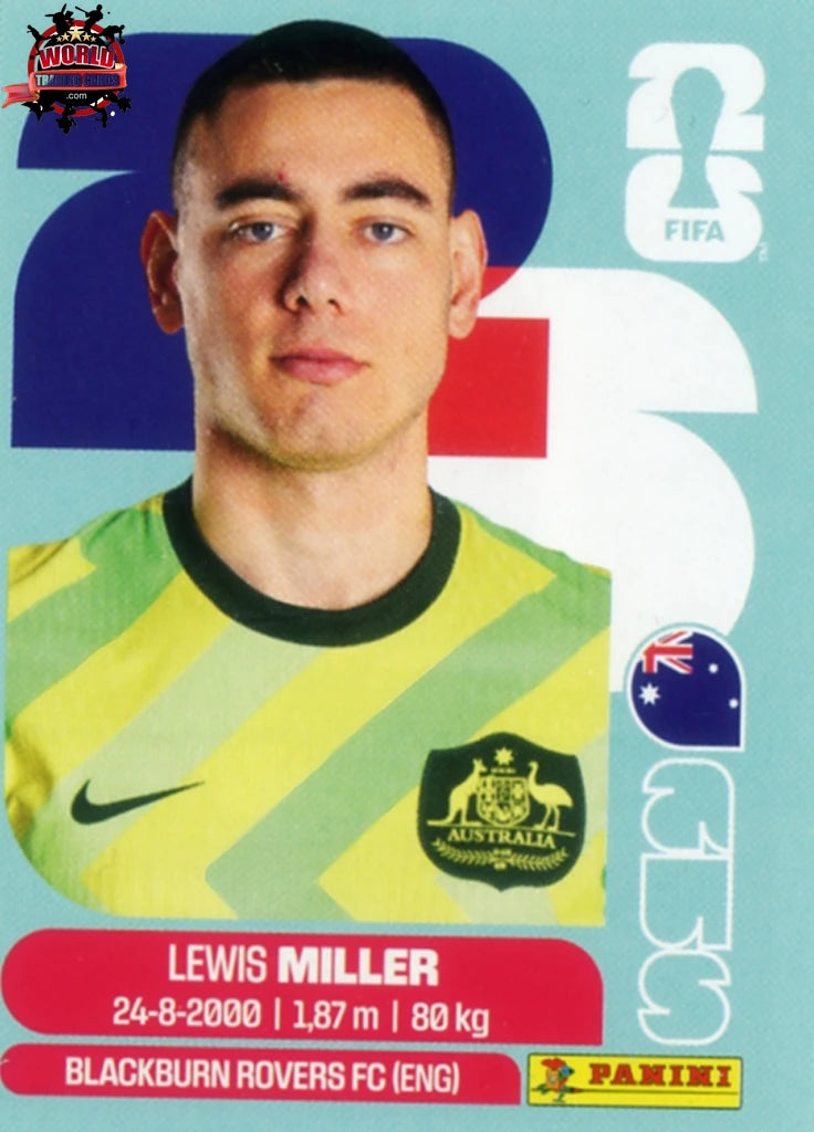 #AUS009 | Panini | Fifa World Cup Stickers | 2026 | Lewis Miller | Australia | Base - International version