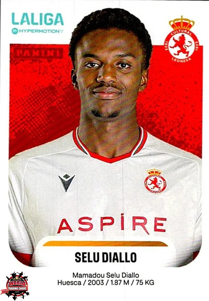 Cromo Trading Card Fútbol-Selu Diallo-Cultural Leonesa-Panini La Liga HypermotionV 2025-2026-165-Basico