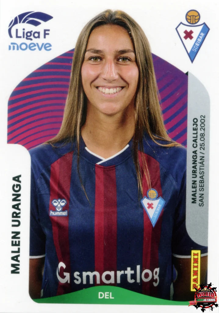 Cromo Trading Card Fútbol-Malen Uranga-SD Eibar-Panini Liga F Moeve 2025-2026-180 B -Basico