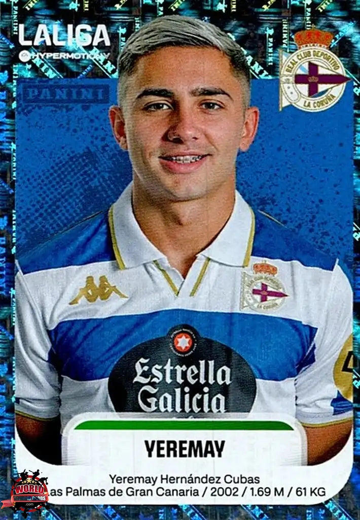 Cromo Trading Card Fútbol-Yeremay-RC Deportivo-Panini La Liga HypermotionV 2025-2026-188-Brillante