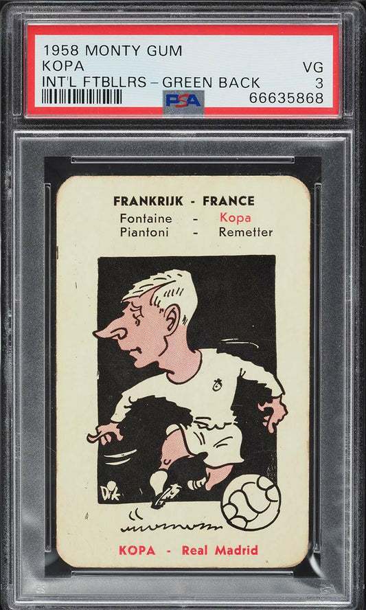 Raymont Kopa - 1958 - Monty Gum - International Footballers "Green Back - Real Madrid - PSA 3 VG - World Trading Cards - Football Card - Chrome Graded