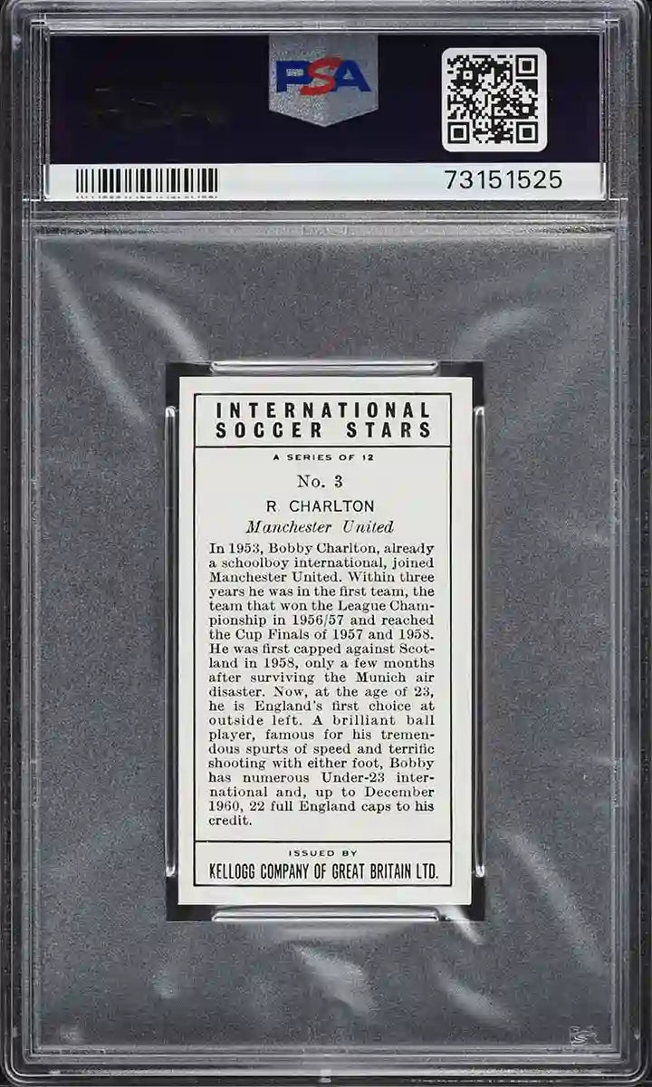 1961 Kellogg International Soccer Stars Bobby Charlton #3 PSA 6 EXMT