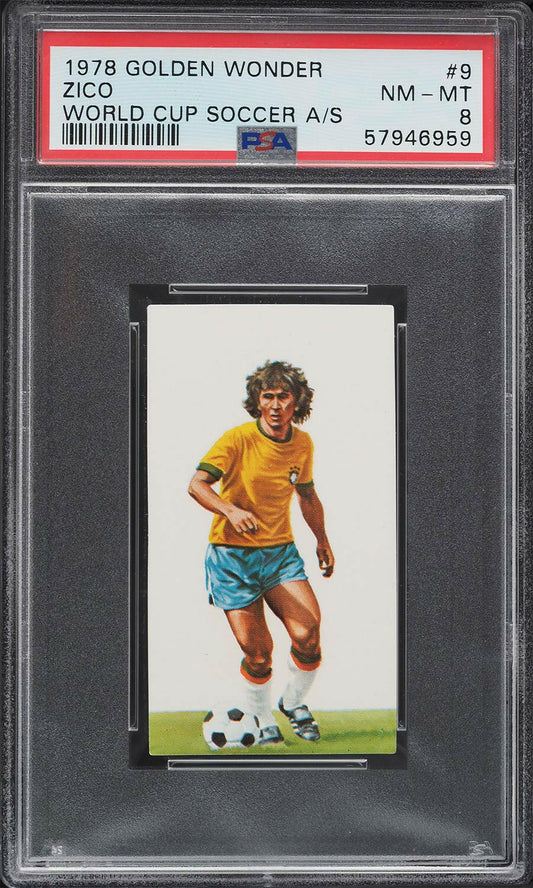 Zico - 1978 - Golden Wonder -World Cup Soccer All Stars - #9 - Brazil - PSA 8 - World Trading Cards - Soccer Card - Chrome Graded