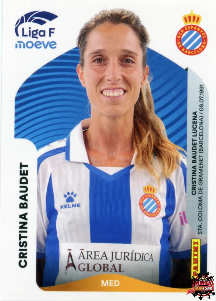 Cromo Trading Card Fútbol-Cristina Baudet-RCD Espanyol-Panini Liga F Moeve 2025-2026-197 A -Basico